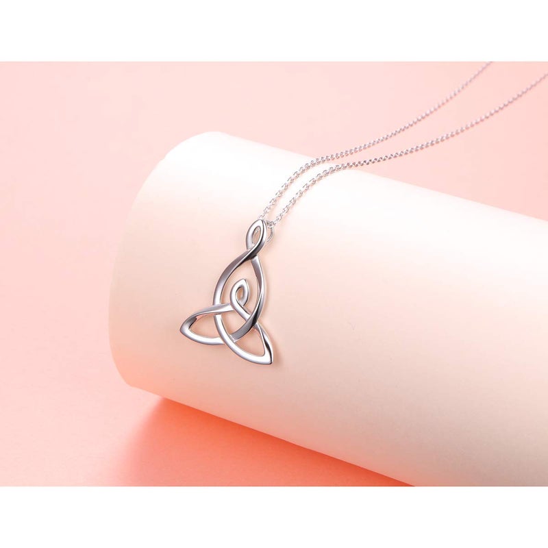 FLYOW 925 Sterling Silver Jewelry Mom Knot Mother Daughter Celtic Knot Pendant Necklace for Women Birthday Valentine's Day Mother's Day Gift, 16 Inch + 2 Inch - Image 2